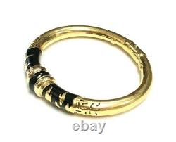 18K 750 Yellow Gold Black Enamel Bangle Bracelet