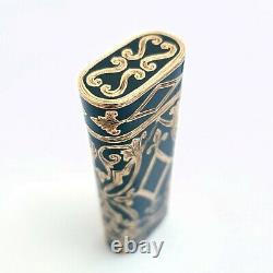 18K Solid gold Cartier lighter, hand carved, black enamel