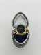 18k Yellow Gold, Banded Agate & Black Enamel Antique Mourning Ring, C1880s