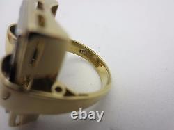 18K Yellow Gold Diamond Black Enamel Fancy Ring 0.56 CT