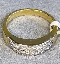 18K Yellow Gold Princess Care-Cut Diamond Mystery-set Vintage Dome Band Ring 6.5