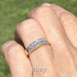 18K Yellow Gold Princess Care-Cut Diamond Mystery-set Vintage Dome Band Ring 6.5