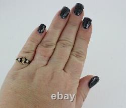 18ct Diamond and Pearl black enamel Antique mourning Ring dated 1867 REF2365