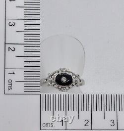 18ct White Gold Black Enamel And Diamond Ring