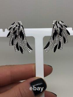 18ct White Gold Fancy Black And White Diamonds Drop Earrings 1.60ct Gh29
