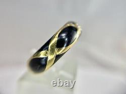 18k Yellow Gold Hidalgo Designer Round Diamond Black Enamel Ring Size 7