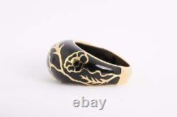 18k Yellow Gold Ring with Black Enamel and 0.02tcw Diamond Size 8 (6.69g.)