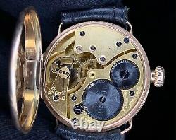 1920s Russells LTD Liverpool 9ct gold Dennison 31mm watch Enamel dial, serviced