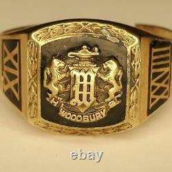1928 Art Deco 10K Gold Class Ring-Woodbury TN High School 7.1 grams Lions Black