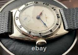 1930 Art Deco Waltham enamel bezel Tonneau watch, 14k White gold case, serviced