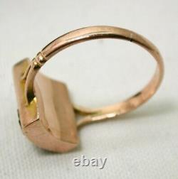 1930's Vintage Lovely 9 carat Rose Gold And Black Enamel Initial Signet Ring