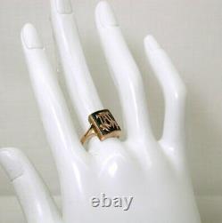 1930's Vintage Lovely 9 carat Rose Gold And Black Enamel Initial Signet Ring