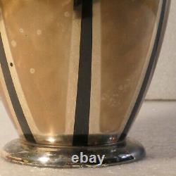 1934 Design Wmf Ikora Metal Art Deco Enameled & Plated Vase