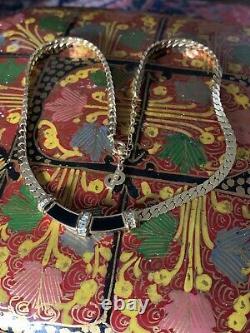 1980s 90s Christian Dior Paste & Black Enamel Necklace