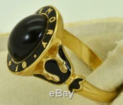19th C. Victorian Memento Mori/Mourning 9k gold, Onyx & black enamel ornate ring