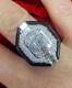 2.25ct T. W. Baguette & Round Diamond Black Enamel Ring In 18k White Gold