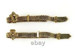2 Antique Victorian 1800s 14K Yellow Gold Black Enamel Slide/Slider Bracelets