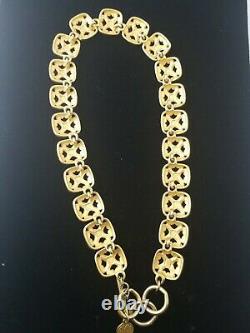 80's Anne Kline Brushed Gold and Black Enamel Necklace Earrings Set