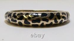 925 Sterling Silver Animal Print Black Enamel Bangle Bracelet 45 grams gold