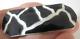 925s Sterling Silver Guilloche Abstract Pin Black White Enamel Vermeil Signed