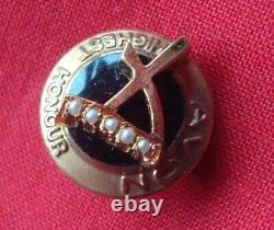 9ct Gold, Black Enamel & Seed Pearl Avon Highest Honour Badge Brooch 1963, F & S
