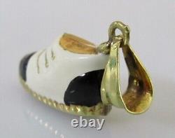 9ct Gold Charm Vintage 9ct Yellow Gold Hollow Enamelled Black Trainer Charm