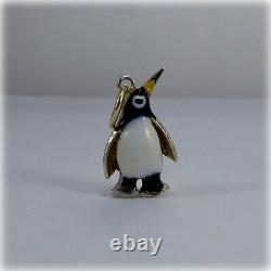 9ct Gold Opal and Black Enamel Penguin Charm, October's Birthstone