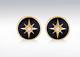9ct Yellow Gold Black Enamel With Diamonds North Star Stud Earrings