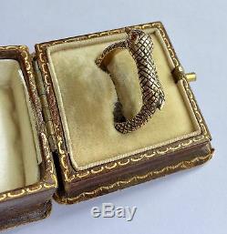 A Stunning Gold Black Enamel Snake Ring Set With Ruby Eyes Circa 1800s