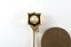 Antique English Victorian 15k Gold Black Enamel & Pearl Shield Stickpin C1880