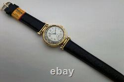 ANTIQUE Mechanical Mens Marriage Luxury Swiss Wristwatch Gilt case Enamel Dial