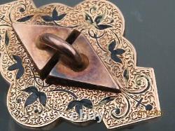 ANTIQUE Victorian Edwardian 14k Gold Black Enamel brooch pin pendant A&A