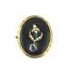 Antq Edwardian Gold Filled Seed Pearl Black Enamel Floral Photo Mourning Brooch