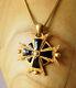 Anne Klein Matte Gold Black Enamel Byzantine Maltese Cross Pendant Necklace-mint