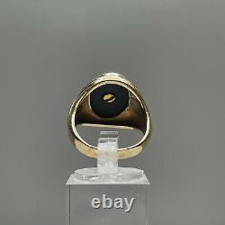 Antique 10k Yellow Gold Enameled Cross On Black Onyx Ring