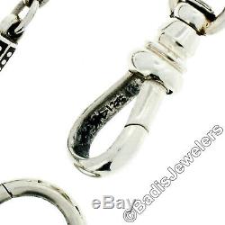 Antique 14K White Gold 14.5 Black Enamel Geometric Bar Link Pocket Watch Chain