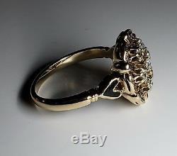 Antique 14K Yellow Gold 1/2 ct Diamond Ring withBlack Enamel Sz 5.5/ Anillo de Oro