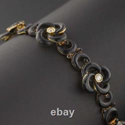 Antique 14k Gold Black Enamel Love Knot Bracelet