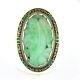 Antique 14k Gold Gia Pierced & Carved Jade With Green & Black Enamel Cocktail Ring