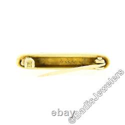 Antique 14k Gold Seed Pearl Black Enamel Frame Petite Collectible Bar Pin Brooch