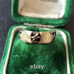 Antique 15 Carat Gold & Black Enamel Mourning Band Ring
