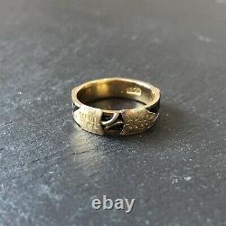 Antique 15 Carat Gold & Black Enamel Mourning Band Ring