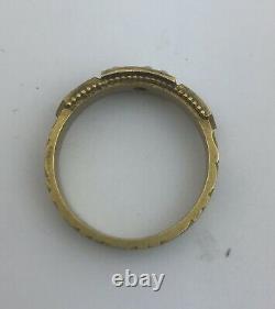 Antique 15ct Gold Black Enamel, Diamond and Seed Pearl Mourning Ring Size O