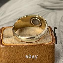Antique 15ct Gold Black Enamel Pearl Mourning Ring & Antique Box UK L 1/2