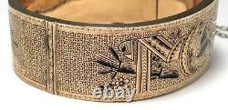 Antique 1800's Gold filled Bangle Bracelet Taille d'Epargne Black Enamel Hinged