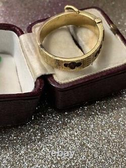 Antique 18ct Yellow Gold Black Enamel Buckle Ring Band