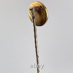 Antique 18ct Yellow Gold Tested Stick Pin Black Enamel Star Central Diamond 72mm