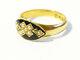 Antique 1911 18ct Gold Mourning Ring Enamel Seed Pearls Crucifix Cross Uk L. 1/2