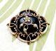 Antique 9 Ct Gold Black Enamel Seed Pearl Mourning Brooch With Hair Window