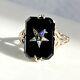 Antique Art Deco Gold Ring With Black Onyx And Enamel Eastern Star